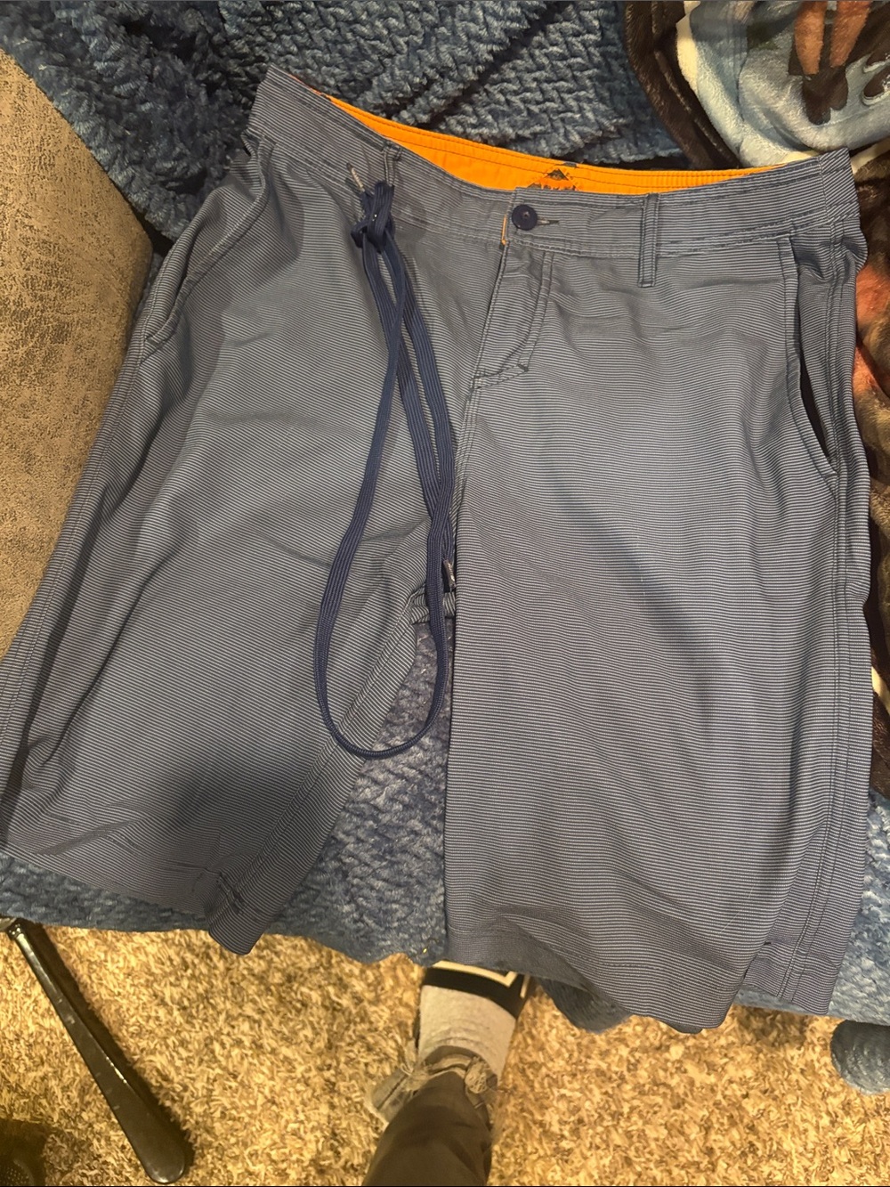 Rusty Blue Men's Casual Shorts with Orange Accent size 30